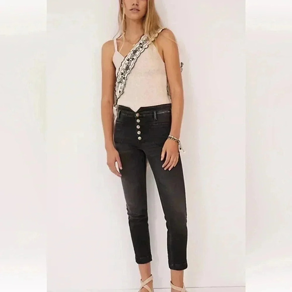 Pilcro and the Letterpress Denim - Pilcro Anthropologie Ultra high rise Button Fly  Slim utility Jeans Size 25